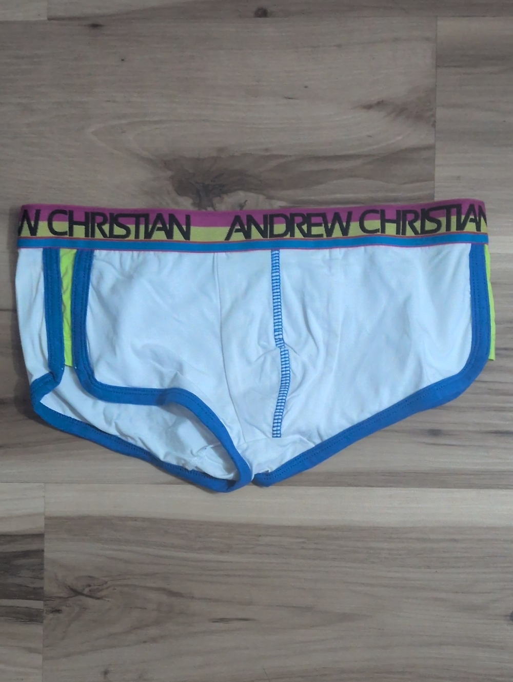 Andrew Christian White Briefs with Blue Trim